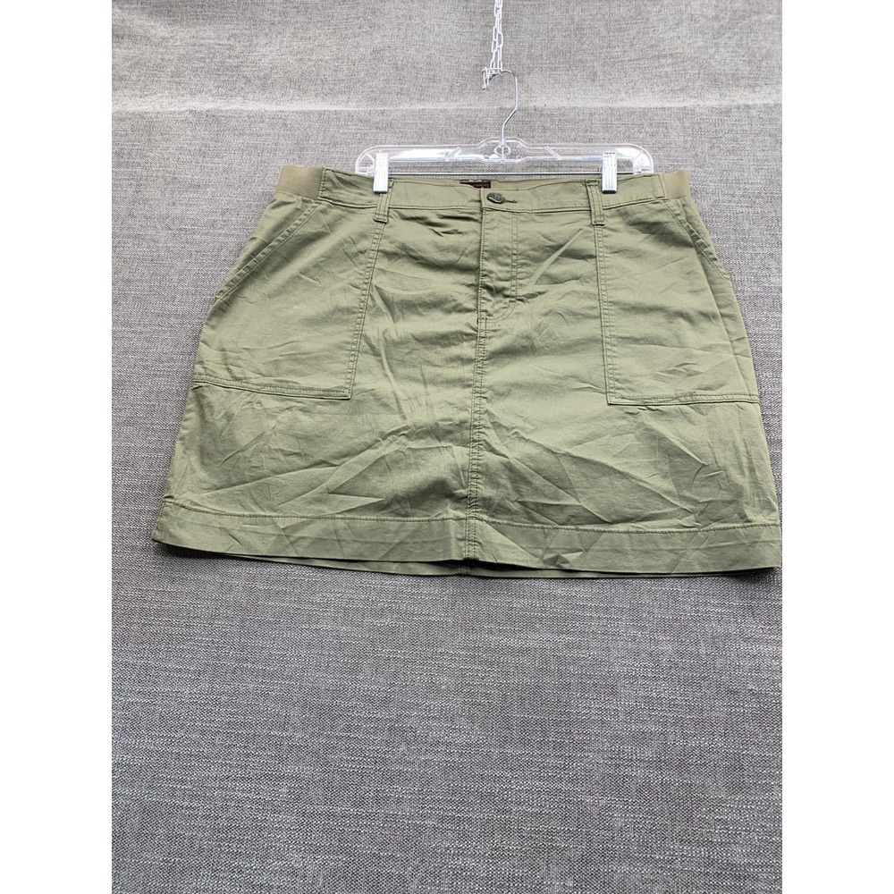 Lee Mid Rise Skort Womens 18M Olive Green Cotton Stretch Side Slit Minimalist